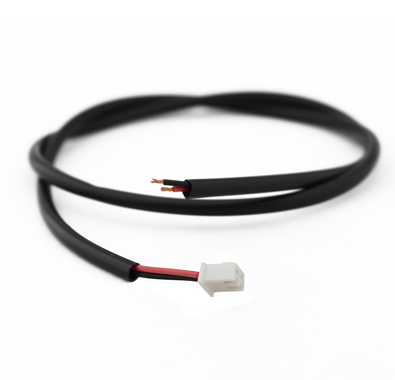 Conector de 2 vias con 550mm de cable termoretractilado rojo y negro