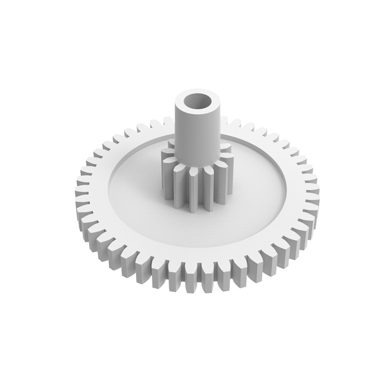 Plastic gear Module 0.400, Teeth 47Z, Shape with pinion, ref. 010026 Mootio Components