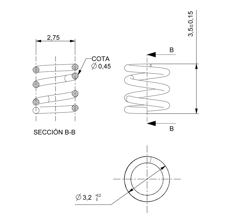Spring Diameter 3.20mm, Length 3.50mm, ref. 007915 Mootio Components Mechanical components