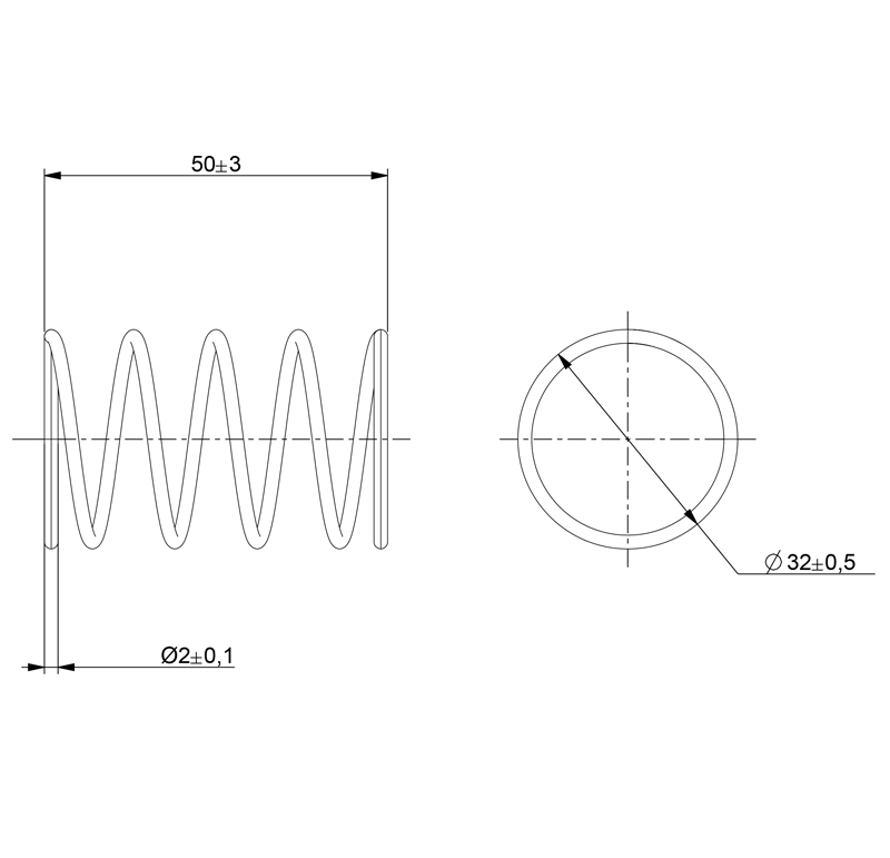 Spring Diameter 32.00mm, Length 50.00mm, ref. 025202 Mootio Components Mechanical components